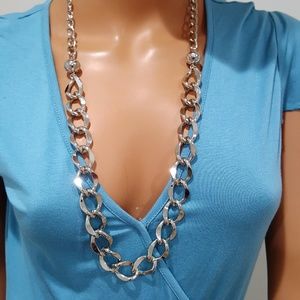 bebe Long Silver Plated Chain Necklace